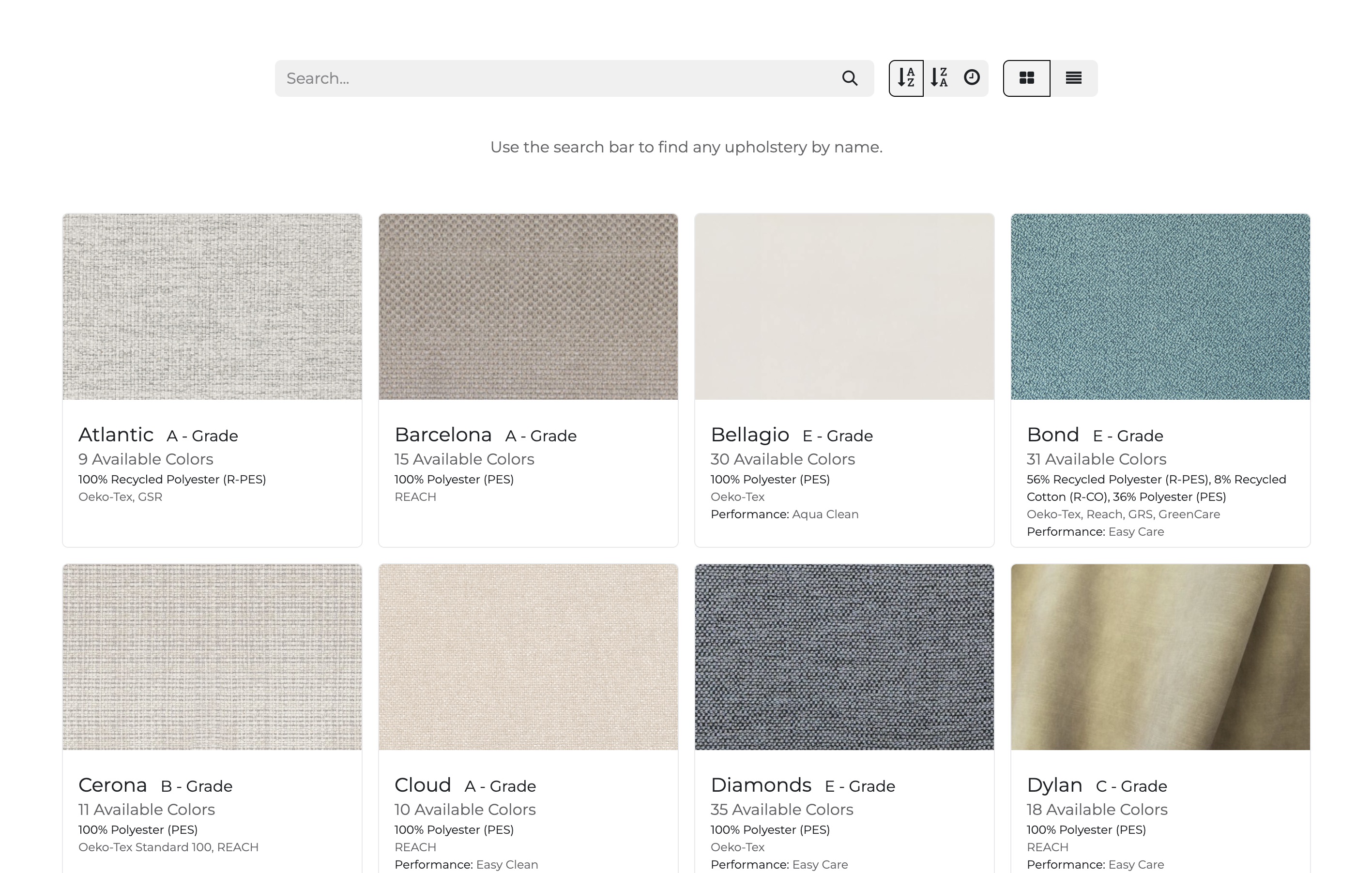 Public upholstery knowledge base powered by Odoo product records